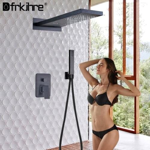 Bathroom Rainfall Shower Faucets Wall Mount 3 Function Chrome Bath Shower Faucet Set Waterfall Shower Head Handshower Mixer Tap
