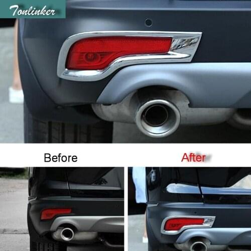 Tonlinker Cover Case Stickers for Honda CRV 2017 Car Styling 2 PCS ABS Chrome Mirror Rear fog light decoration cover sticker