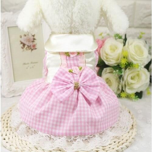 All seasons Pet Plaid Dress Tutu Skirt Wedding Dog Dress Pet Princess Dresses Fashion Dog Clothes for Small Dogs XS-XXL
