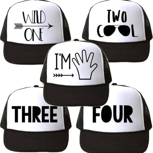 I'm one two three four Five Trucker Hat cap 1st 2nd 3rd 4th 5th Kid Boy girl Birthday party decoration Gift present Photo props