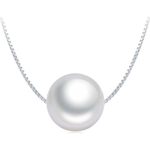 Sinya Classical Round Pearl choker necklace with 7-12mm freshwater natural pearls 18inch sterling silver box chain for women