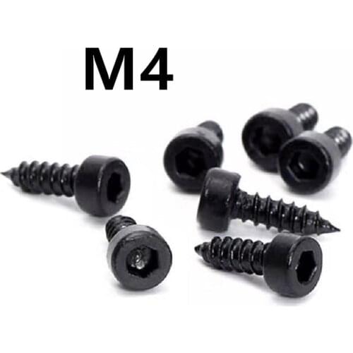 100pcs/lot M4x8/10/12/14/16/20/25mm Black 304 Stainless steel blackened cup head hexagon tapping speaker screws