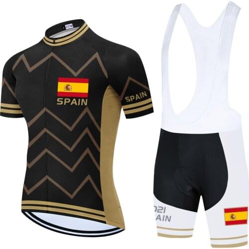 2021 Bicycle Maillot Culotte Cycling Jersey National Team Spain Bike Shorts Set MTB Mens Summer Ropa Ciclismo Cycling Wear