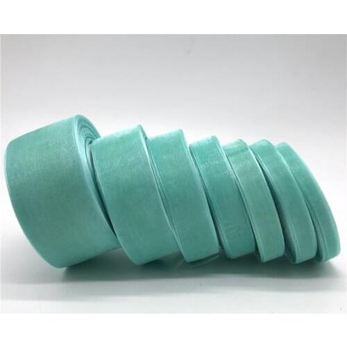 50yards 10mm-50mm Cyan Organza Ribbon Gift Wrapping Bow Wedding Decoration DIY Christmas Ribbons