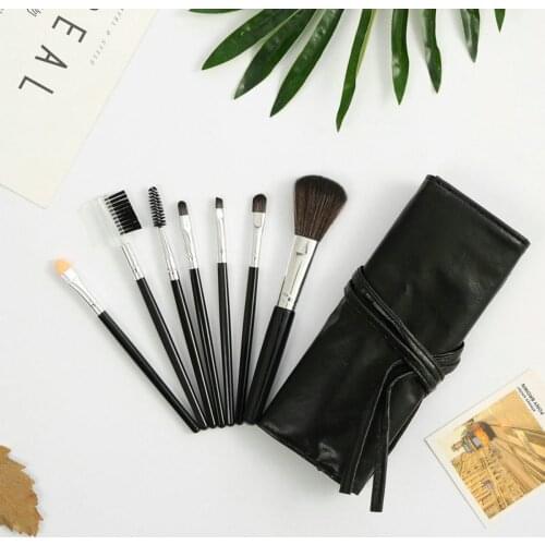 7Pcs Wrap Roll Up Makeup Brush Set with PU Leather Bag Cosmetic Beauty Tool Kit Foundation Powder Eyeshadow Hot phantom