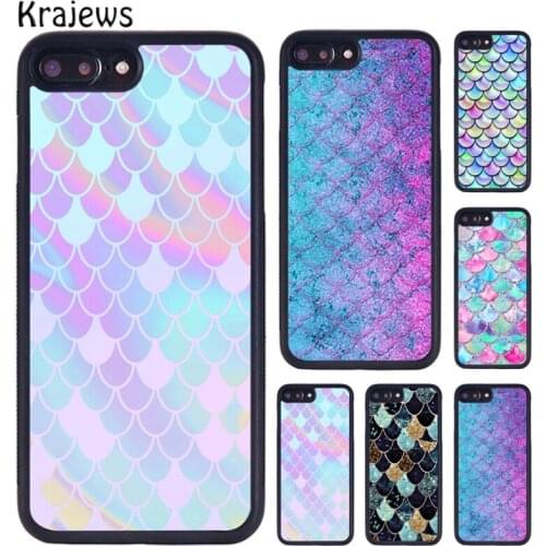 Krajews Watercolor Faux Glitter Mermaid Scales Phone Case For iPhone X XR XS 11 12 Pro MAX 5 6 6S 7 8 Plus Samsung S7 S8 S9 S10