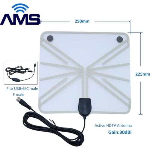 AMS New Adhesive Aerial Indoor Signal Booster Free Channels High Gain 30dBi PaperThin Digital 4K HD TV DTV Box Active Antenna