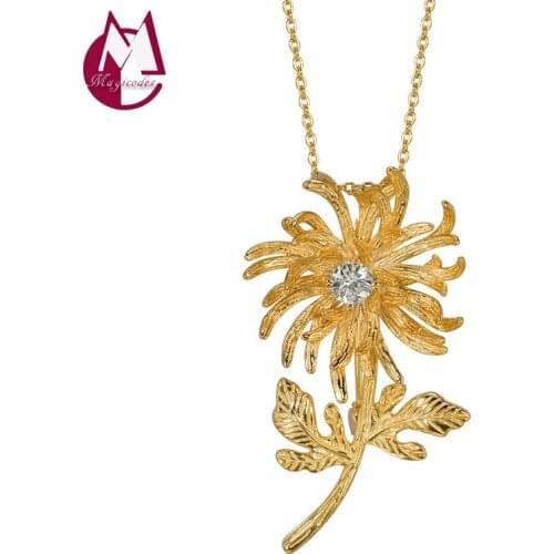 Exaggerated Flowers Brooch And Pendant Dual Use 925 Sterling Silver Inlaid Zircon Golden Chrysanthemum Jewelry Women Men 2021 B3