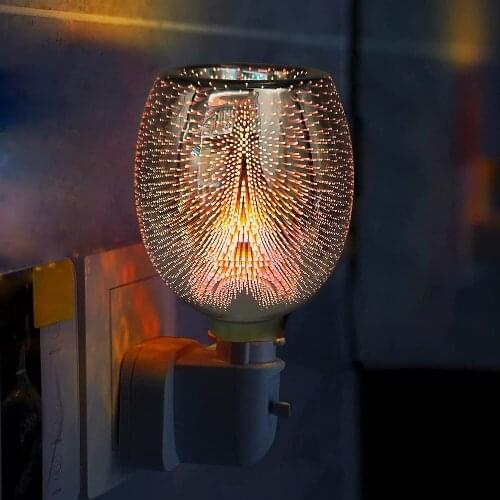 3D Glass Electric Wax Burner Plug In Metal Oil Burner Wax Melt Burner Candle Warmer Aroma Diffuser Lamp