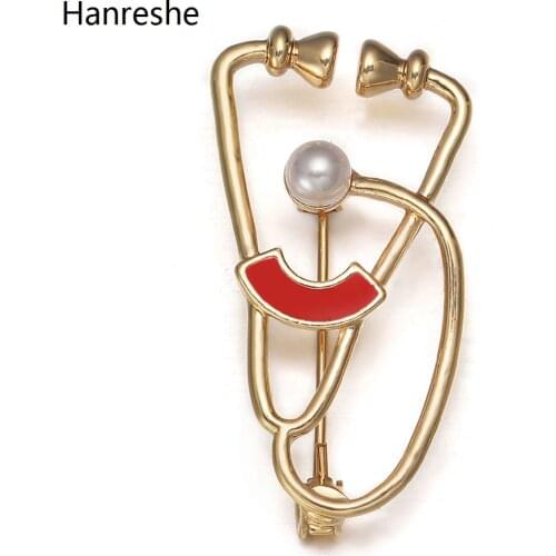 Enamel Quality Stethoscope Shape Brooch Pin Medical Medicine Jewelry For Doctor Nurse Lapel Backpack Badge Pins Accessories Gift
