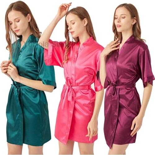 Kimono for Women Dressing Gown Silk Robe Bridesmaid Dress Woman Family Matching Pajamas Dress Stain Nightgowns for Girls Pyjama