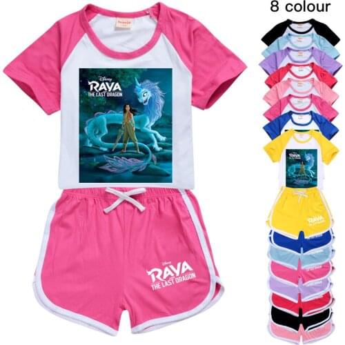 Raya and The Last Dragon Baby Boys Cotton Clothes Girls Short Sleeve T-shirt + Short Sleeve Pants Sets Outfits Kids Clothes 2021