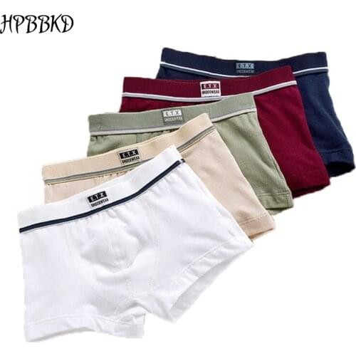 HPBBKD 5pcs/lot Solid Color Boy Panties Cotton Children Breathable Underwears Boxer Panties For Boys Kids Shorts Pants BU014
