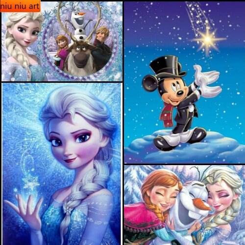 Disney Round Diamond Painting 5D Diamond Embroidery Mosaic Cross Stitch Winter Home Decor Gift