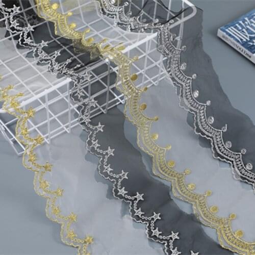 8CM Width 10Yards Embroidered Dots Mesh Lace Garment Lace Trims Chantilly Lace Fabric DIY Sewing accessories