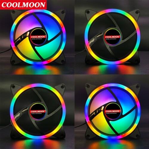 COOLMOON 120mm Not RGB Case Fan PC Cooling Fan Quiet Computer Case Chassis Cooler Radiator Large 4Pin Heatsink