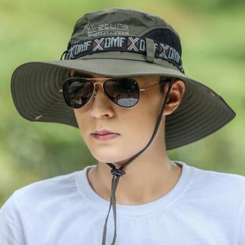 Summer Fishing Hat Man Women Wide Breathable Mesh Fishing Cap Beach Hats Sun Mens Outdoors UV Protection Shade Hat