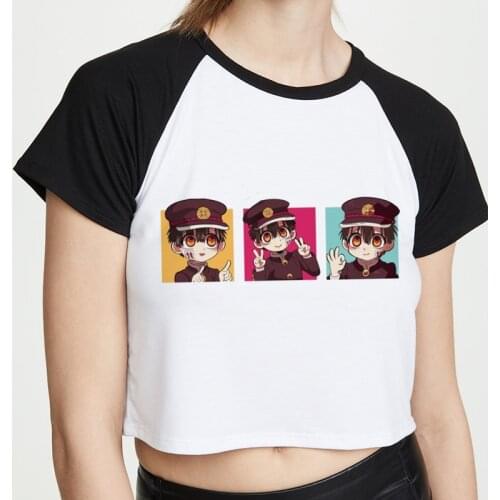 Kawaii Crop Top T Shirt Anime Clothes Toilet Bound Hanako Kun Graphic Tees 2021 Women Fun Cartoon Tops T-shirt Female Hip Hop