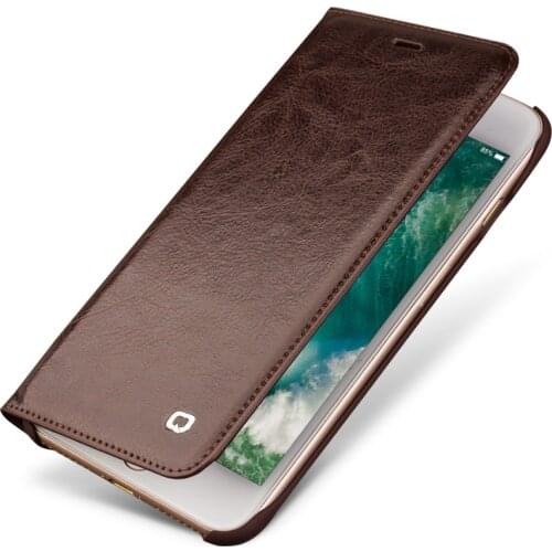 QIALINO Genuine Leather Fashion Case for iPhone 7 Handmade Luxury Ultra Slim Flip Phone Cover for iPhone 7 plus 4.7/5.5 inch