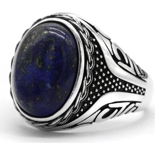 Classic 100% 925 Sterling Silver Men ring Fashion Vintage Natural Stone Rings Men and Womens Universal Single Ring All Size