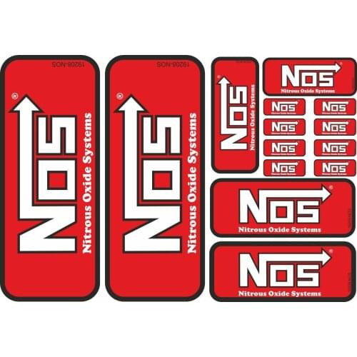 NOS Decal Sticker Nitrous Oxide Label Graphic Set Vinyl Adhesive 14 Pcs