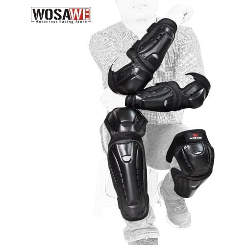 WOSAWE 4pcs Motorcycle knee Pads Skating Riding Elbowpads Knee Protector Protection Off Road Motocross Brace Elbow Guards Kit