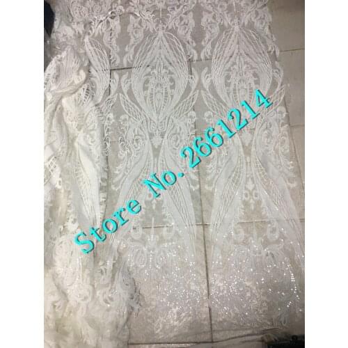 Newest BZL-5012 tull net fabric with sequins in white color for bridal dress