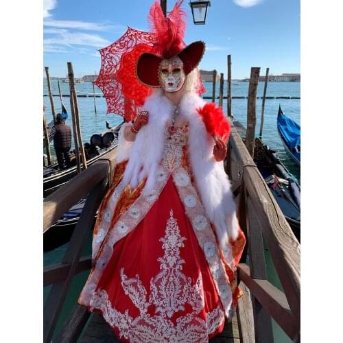 2020 New red victorian Halloween Cosplay dress Colonial Georgian Renaissance Gothic Historical dress D-390