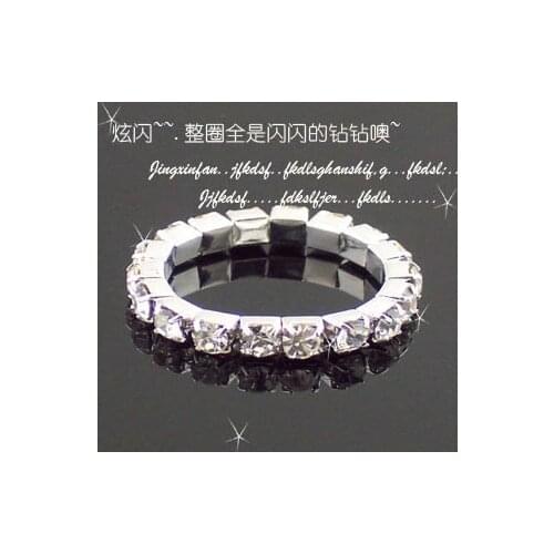Wholesale 60pcs One Row Alloy Rhinestone Crystal Bridal Wedding Rings Bling Bling Girls Jewelry