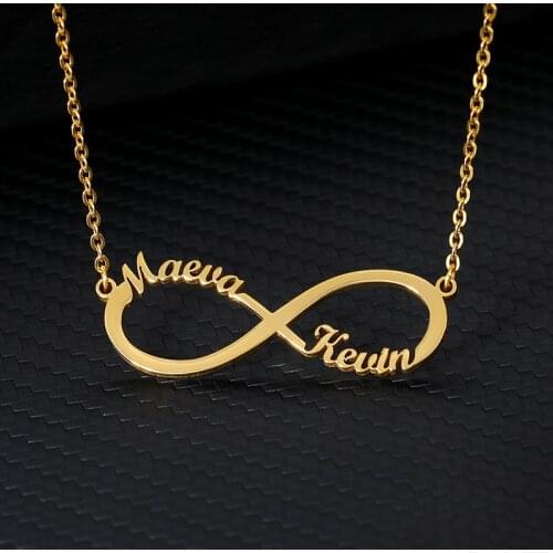 Custom Infinity Style Name Necklace Silver Gold Chain Stainless Steel Personalized Name Necklaces Women Couple Jewelry Gifts BFF