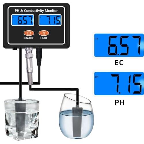 PH Meter Salinity Detector Monitor Online EC Conductivity Real-time Continuous Water Quality Tester Aquarium Swimming Pool