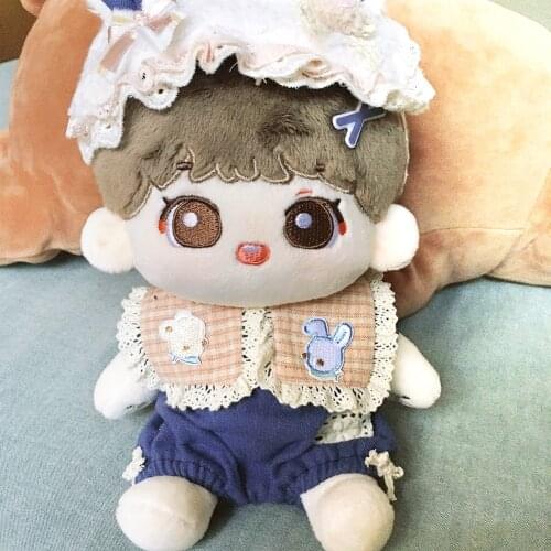 20cm Plush Doll Clothes Outfit Jumpsuit Rabbit Ear Headdress Hairband For JIMIN Taehyung Idol Dolls Plushies Toys Free Shipping