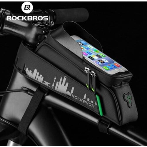 ROCKBROS Bike Bag Touchscreen MTB Road Bicycle Bag Waterproof Cycling Front Tube Frame Bag 5.8/6.0 Phone Case Bike Accessories