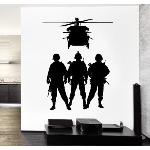 Removable Military Wall Vinyl Army Soldier Helicopter Marine Decal Home Wall Decoration Fot Living Room House adesivo NY-302