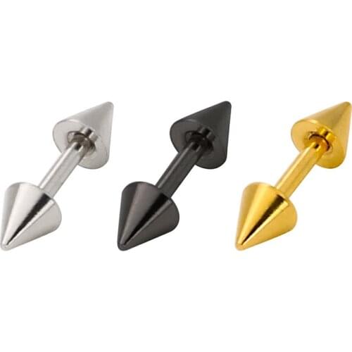 1pcs Never Fade Classic Punk Rock Rivet Spike Earring 316L Stainless Steel Unisex Ear Stud Earrings Piercing Body Jewelry