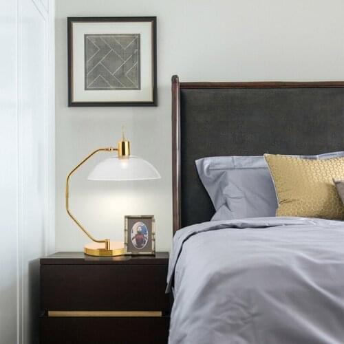 SGROW Fashion Iron Glass Shade Table Lamp for Living Room Bedroom Study Room Designer Model Room Lampada Led Lighting Fixtures