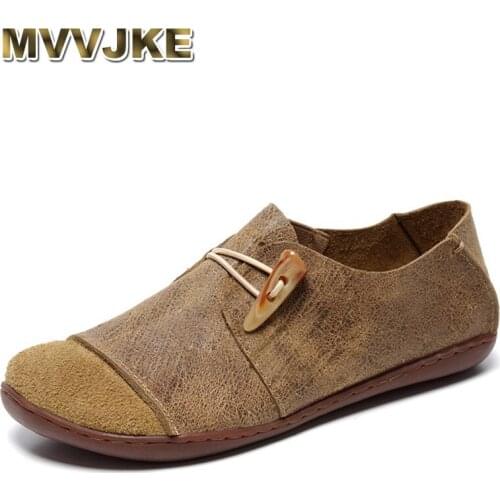MVVJKE 2018 Woman Shoes Female Genuine Leather Shoes Vintage Elegant Fashion