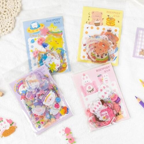 Viety 40 Pcs Sweet Animal PET Sticker Decorative Journal Scrapbooking Planner Label Stickers Aesthetic Cute Kawaii Stationery