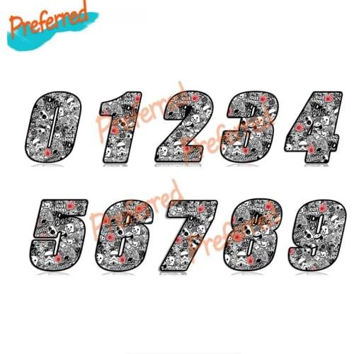 High Quality JDM Die Racing Number Decal Motocross Racing Laptop Helmet Trunk Wall Vinyl Car Sticker Die Cutting Waterproof PVC