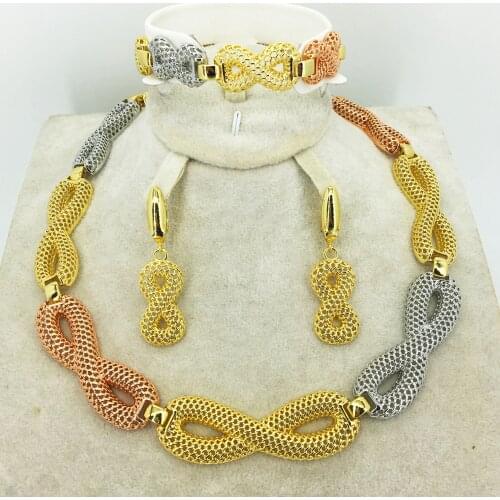 High quality Italian gold colored jewelry for womens African bead jewelry jewelry fashion necklace earrings bracelet jewelry
