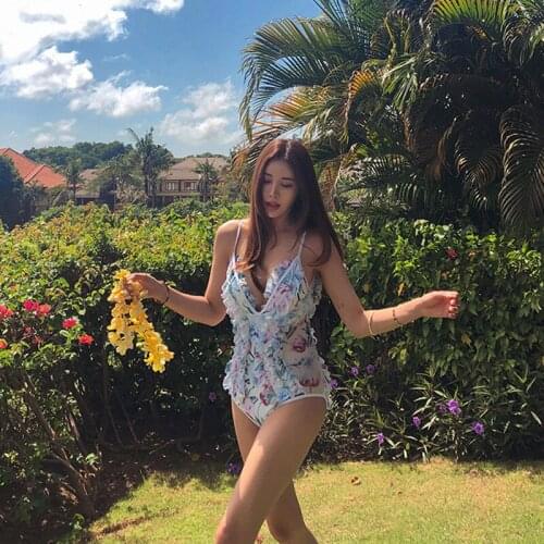 Swimwear Sport Swimsuit Women Swimsuits Woman 2019 Womens One Piece Girls 2008 New Printed Edge Stitching Screen Lace Swimming