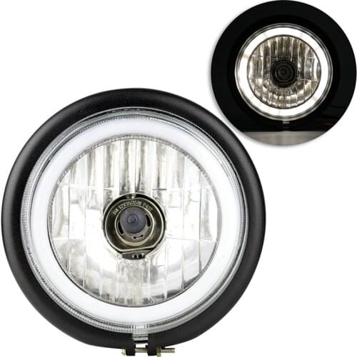1 Pcs Universal H4 12V 35W Motorcycle Headlight Vintage Round Motorcycle Front Headlight Lamps Motorbike Headlights