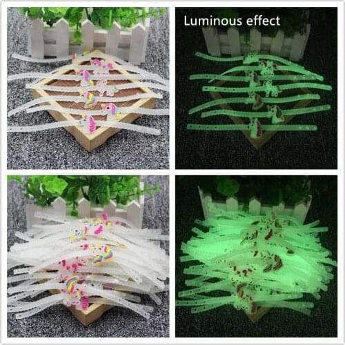 10ps Rainbow Unicornio Rubber Glowing Bracelet Unicorn Birthday Party Decorations Kids Baby Shower Unicorn Party Favors Supplies