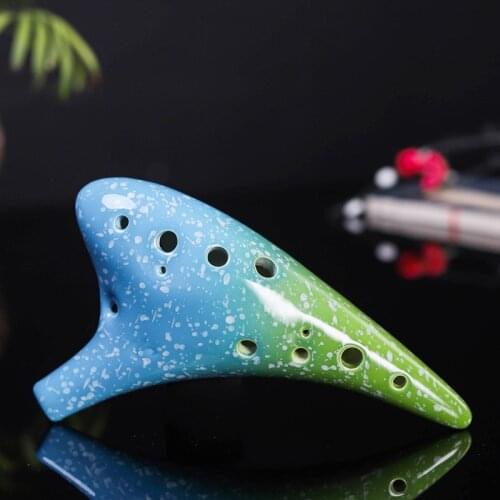 12 Hole Professional Ceramic Ocarina Alto C Tone Classic Flute Musical Instruments Colorful