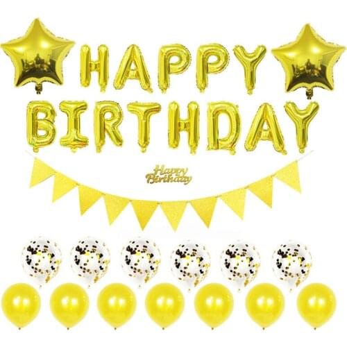 18 Pcs/Set Birthday Balloons Kit 4 Colors Latax Ballons Birthday Letter Balloons Birthday Party Decor Kids Baby Shower Decor