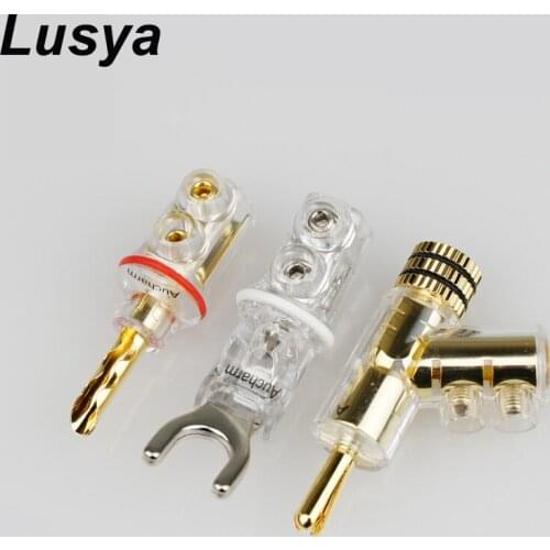 2pcs Gold /Rhodium plated Y Spade Banana plug connectors jagged sawtooth Speaker Plugs HiFi Audio Screw Fork Connector Adapter