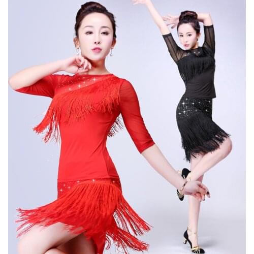 2018 latin dance skirt sexy women top costume Samba Tango kinds of tassels Dresses competition Performamnce salsa Lady Latin