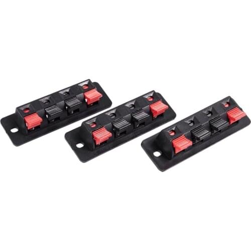 3Pcs 4 pin red and black Spring Pressure Audio Connector Board Terminal