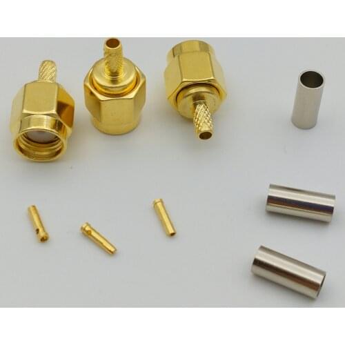 300PCS lot RP-SMA plug male straight connectors crimp RG316 LMR100 RG174 cable New