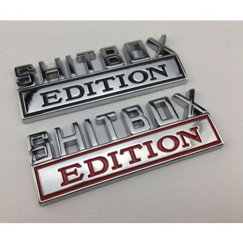 3D Silver Metal SHITBOX EDITION Emblem Auto Trunk Fender Badge Decals Stickers Car Accessories